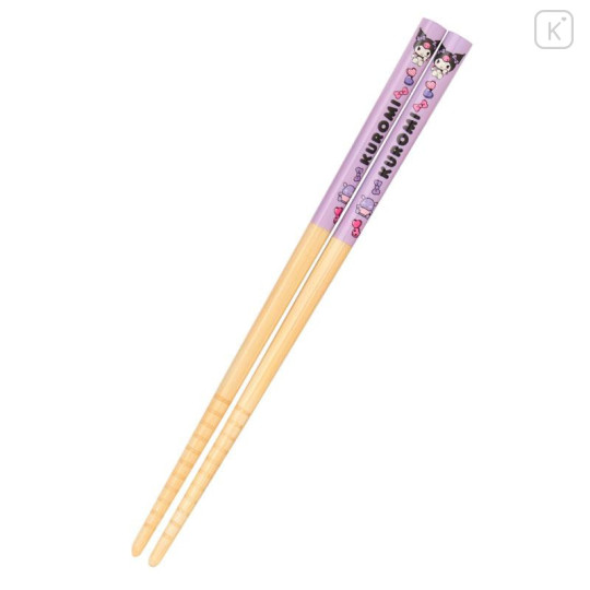 Japan Sanrio Original Bento Lunch Cutlery Set Spoon Fork Chopstick - Kuromi : Baku Ribbon Purple - 5