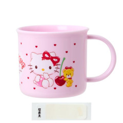 Japan Sanrio Original Plastic Cup - Hello Kitty & Tiny Chum : Cherry Pink