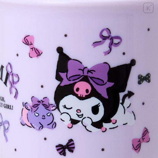 Japan Sanrio Original Plastic Cup - Kuromi : Baku Ribbon Purple - 3
