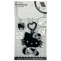 Japan Sanrio Multi Ring Plus with Carabiner - Hello Kitty : Sitting Monochrome Black