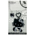 Japan Sanrio Multi Ring Plus with Carabiner - Hello Kitty : Sitting Monochrome Black - 1
