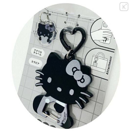 Japan Sanrio Multi Ring Plus with Carabiner - Hello Kitty : Sitting Monochrome Black - 2