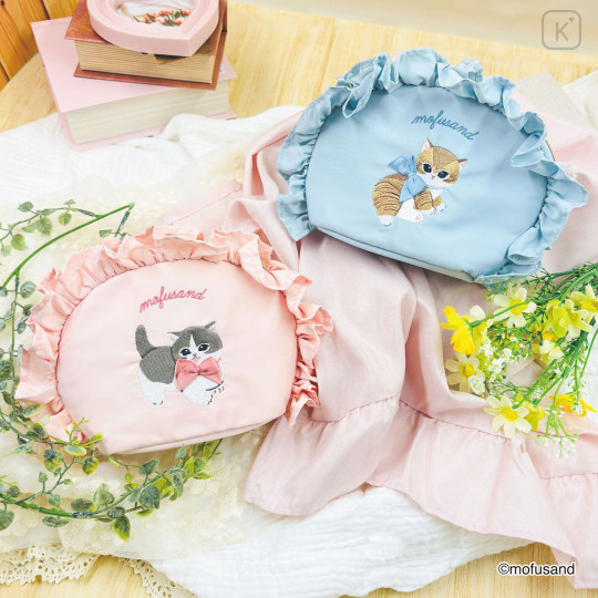 Japan Mofusand Round Pouch with Frills - Pink - 2
