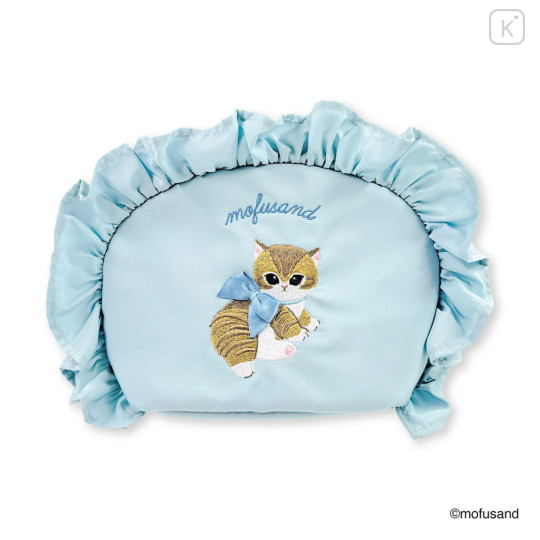 Japan Mofusand Round Pouch with Frills - Blue - 3