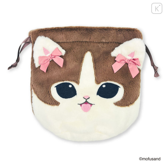 Japan Mofusand Face Drawstring Bag with Frills - Pink - 1