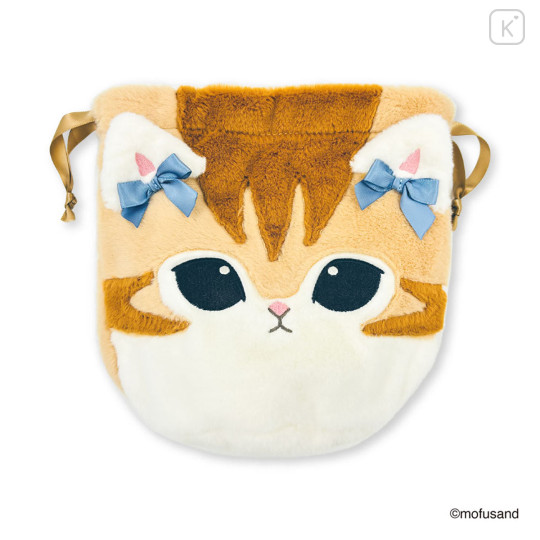 Japan Mofusand Face Drawstring Bag with Frills - Blue - 3