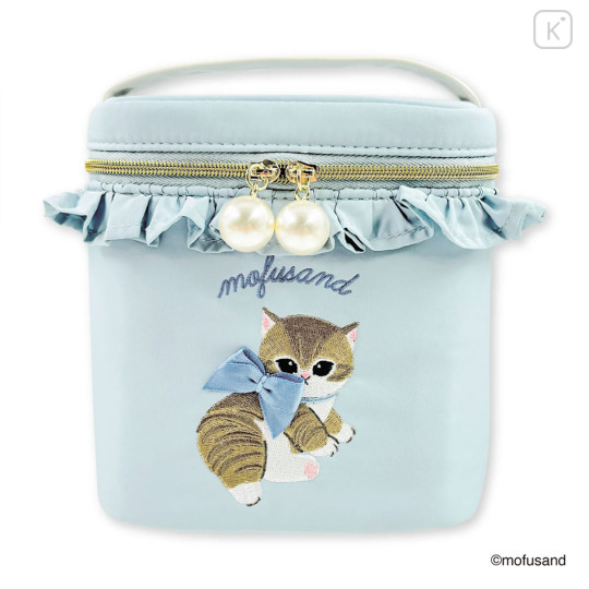 Japan Mofusand Mini Vanity Pouch with Frills - Blue - 1