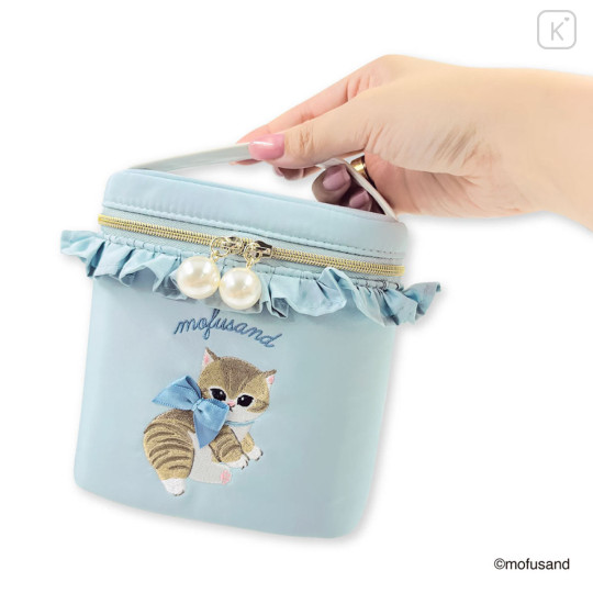 Japan Mofusand Mini Vanity Pouch with Frills - Blue - 2