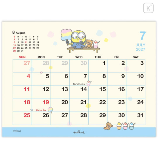 Japan Minions Desk Calendar - Minions : Bob & Tim Bear 2027 - 3