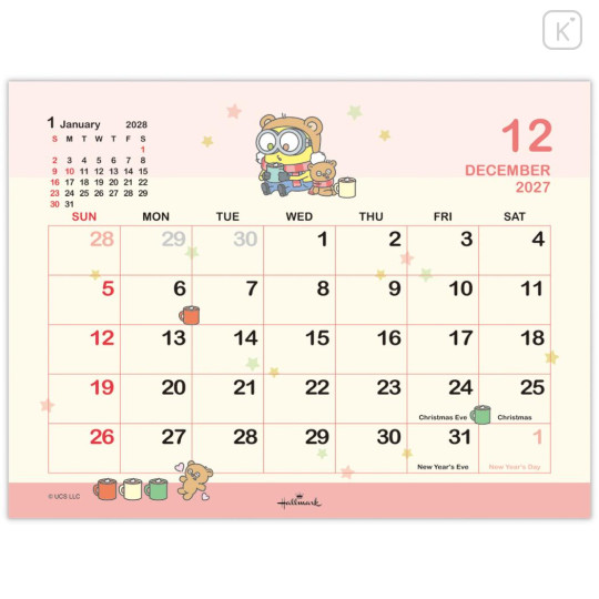 Japan Minions Desk Calendar - Minions : Bob & Tim Bear 2027 - 4