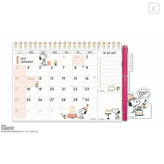 Japan Peanuts Desk Calendar & To Do List - Snoopy & Woodstock : 2027 - 1