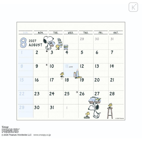 Japan Peanuts Desk Calendar & To Do List - Snoopy & Woodstock : 2027 - 3