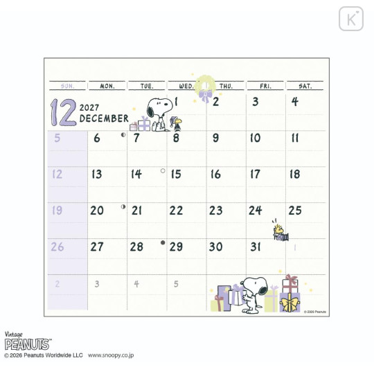 Japan Peanuts Desk Calendar & To Do List - Snoopy & Woodstock : 2027 - 5