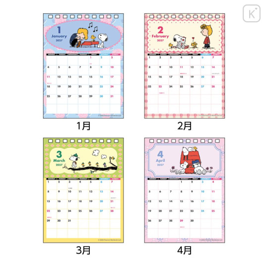 Japan Peanuts Desk Calendar - Snoopy & Woodstock : Music Rain 2027 - 2
