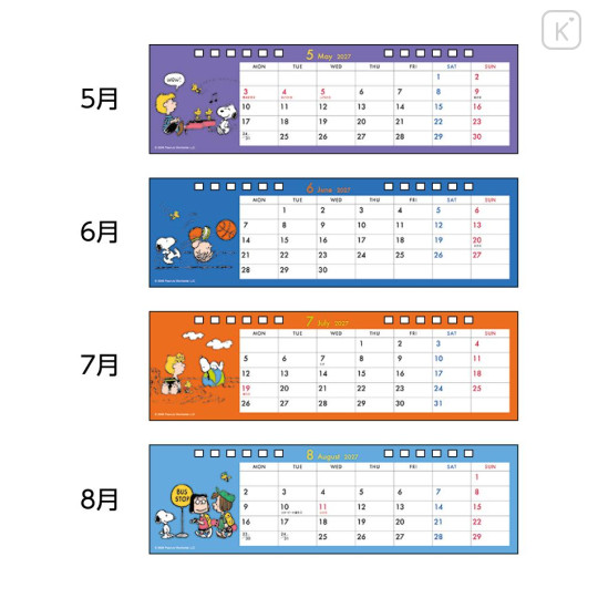 Japan Peanuts Slim Desk Calendar - Snoopy & Woodstock : Characters 2027 - 3