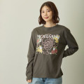 Japan Mofusand Hibiya Kadan Long Sleeve T-Shirt (M) - Rose Charcoal Black - 6