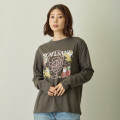 Japan Mofusand Hibiya Kadan Long Sleeve T-Shirt (M) - Rose Charcoal Black - 7