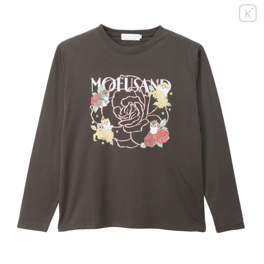 Japan Mofusand Hibiya Kadan Long Sleeve T-Shirt (L) - Rose Charcoal Black - 1