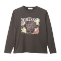 Japan Mofusand Hibiya Kadan Long Sleeve T-Shirt (L) - Rose Charcoal Black - 1