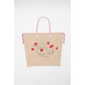 Japan Koupen-chan Embroidered Tote Bag - Koupenchan : Apple Beige - 1