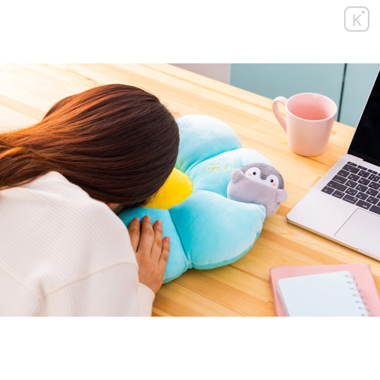 Japan Koupen-chan Mochi Plush Cushion - Koupenchan : Light Blue Flower - 4