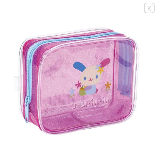 Japan Sanrio Glitter Clear Cosmetic Pouch - Usahana - 1