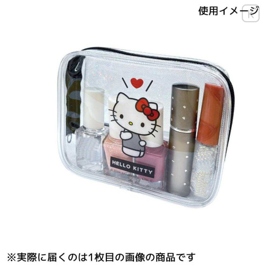 Japan Sanrio Glitter Clear Cosmetic Pouch - Usahana - 3