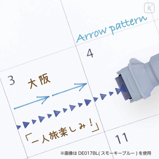 Japan Kutsuwa Cruro Rolling Stamp Pen - Right Arrow Smoky Blue - 3