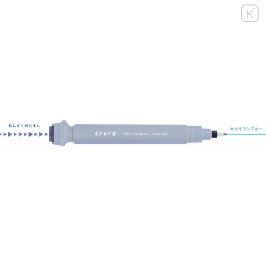 Japan Kutsuwa Cruro Rolling Stamp Pen - Right Arrow Smoky Blue - 4