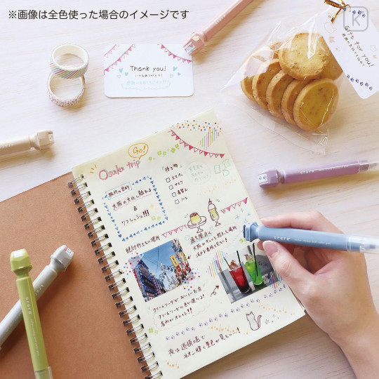 Japan Kutsuwa Cruro Rolling Stamp Pen - Right Arrow Smoky Blue - 6