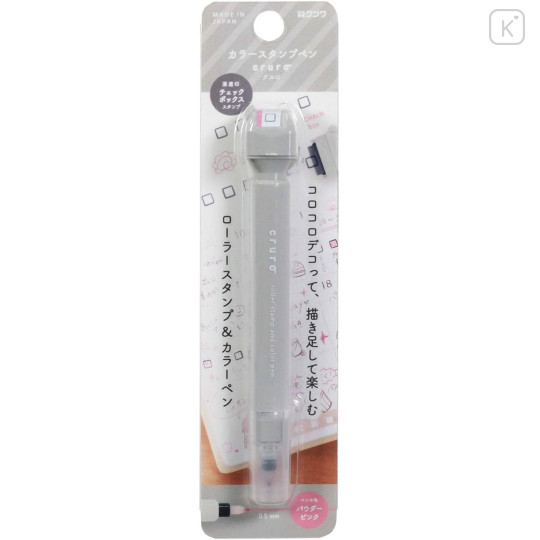 Japan Kutsuwa Cruro Rolling Stamp Pen - Checkbox Square Light Gray - 1