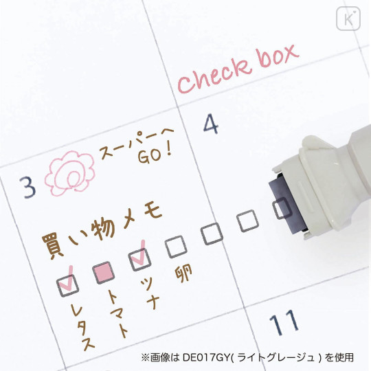 Japan Kutsuwa Cruro Rolling Stamp Pen - Checkbox Square Light Gray - 3