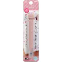 Japan Kutsuwa Cruro Rolling Stamp Pen - Party Flag Desert Pink