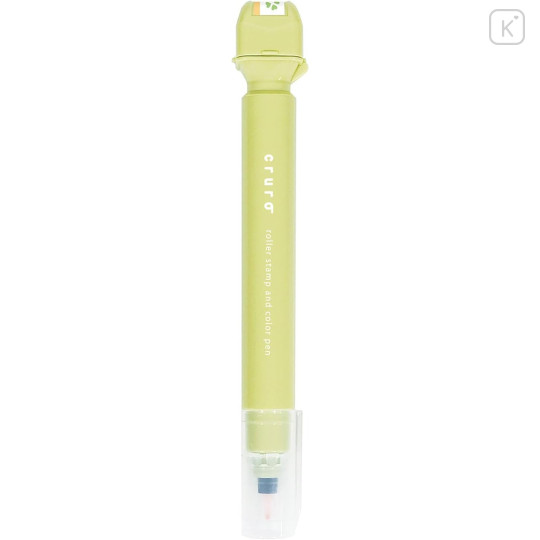 Japan Kutsuwa Cruro Rolling Stamp Pen - Happy Clover Olive Green - 2