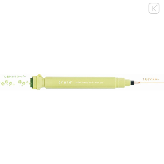 Japan Kutsuwa Cruro Rolling Stamp Pen - Happy Clover Olive Green - 4