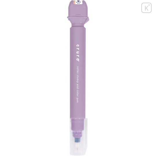 Japan Kutsuwa Cruro Rolling Stamp Pen - Cat Paw Footprint Pale Lavender - 2