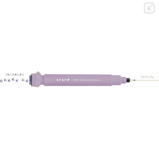 Japan Kutsuwa Cruro Rolling Stamp Pen - Cat Paw Footprint Pale Lavender - 4