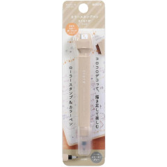 Japan Kutsuwa Cruro Rolling Stamp Pen - Star Garland Latte Beige