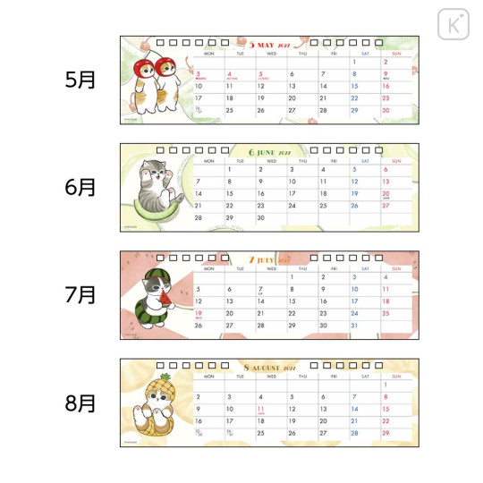 Japan Mofusand Slim Desk Calendar - Fruit Cat 2027 - 3
