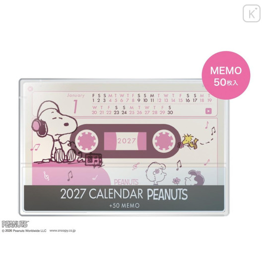 Japan Peanuts Desk Calendar - Snoopy & Woodstock : Cassette Style 2027 - 2