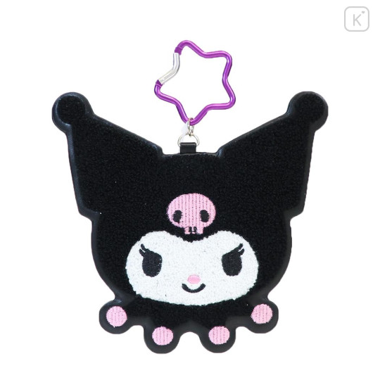 Japan Sanrio Big Sagara Embroidery Bag Charm Keychain - Kuromi : Face Smile - 1