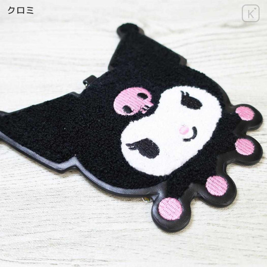 Japan Sanrio Big Sagara Embroidery Bag Charm Keychain - Kuromi : Face Smile - 2