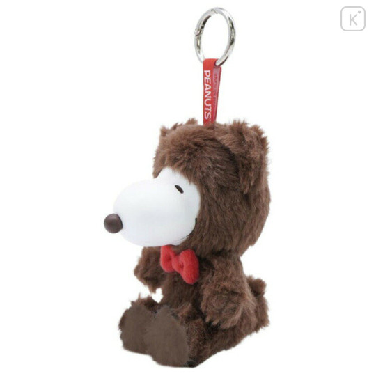 Japan Peanuts Fluffy Hooded Bear Fine Face Mini Mascot Holder - Snoopy : Brown - 1
