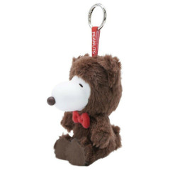 Japan Peanuts Fluffy Hooded Bear Fine Face Mini Mascot Holder - Snoopy : Brown
