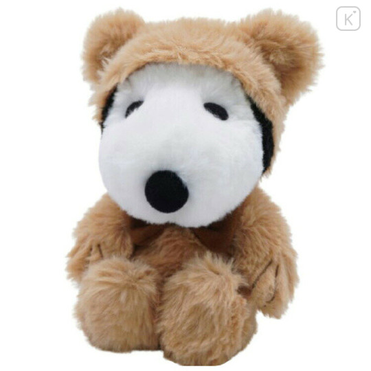 Japan Peanuts Fluffy Hooded Bear Plush Toy - Snoopy : Mocha - 1