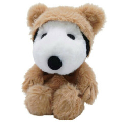 Japan Peanuts Fluffy Hooded Bear Plush Toy - Snoopy : Mocha
