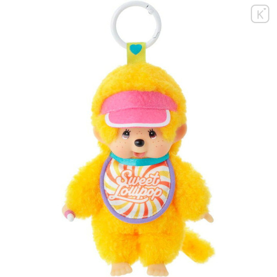 Japan Monchhichi Plush Keychain - Monchhichi-chan : Sweet Lollipop Orange - 1
