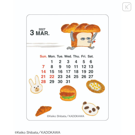 Japan Bread Thief Desk Calendar Wood Clip Stand - 2027 - 3