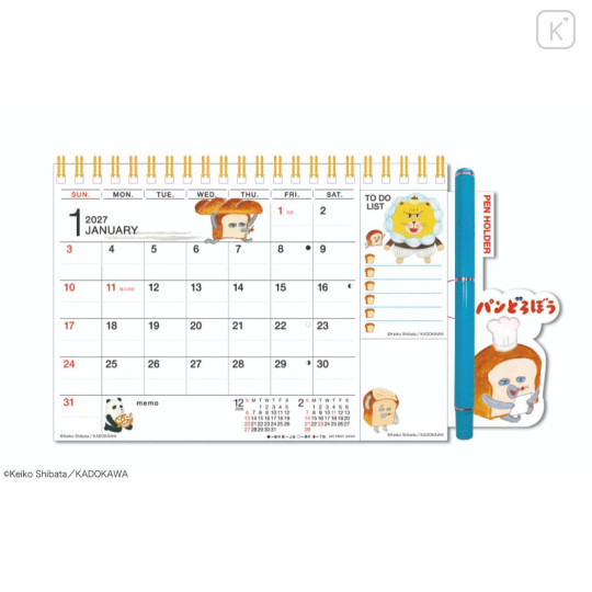Japan Bread Thief Desk Calendar & To Do List - 2027 - 1