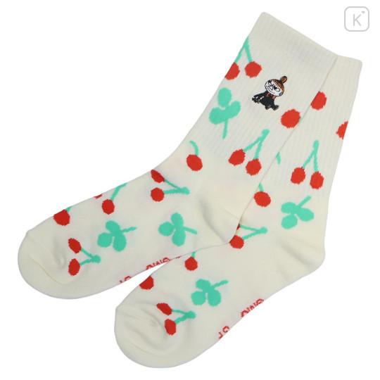 Japan Moomin Embroidered Low Crew Socks - Little My : Cherry - 1